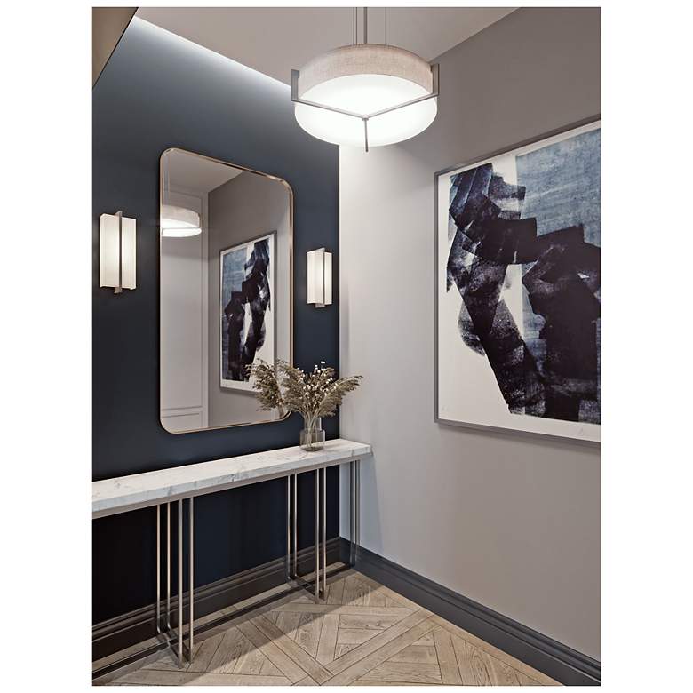 Image 3 Apex 14 1/4" Wide Weathered Gray LED Drum Pendant Light more views
