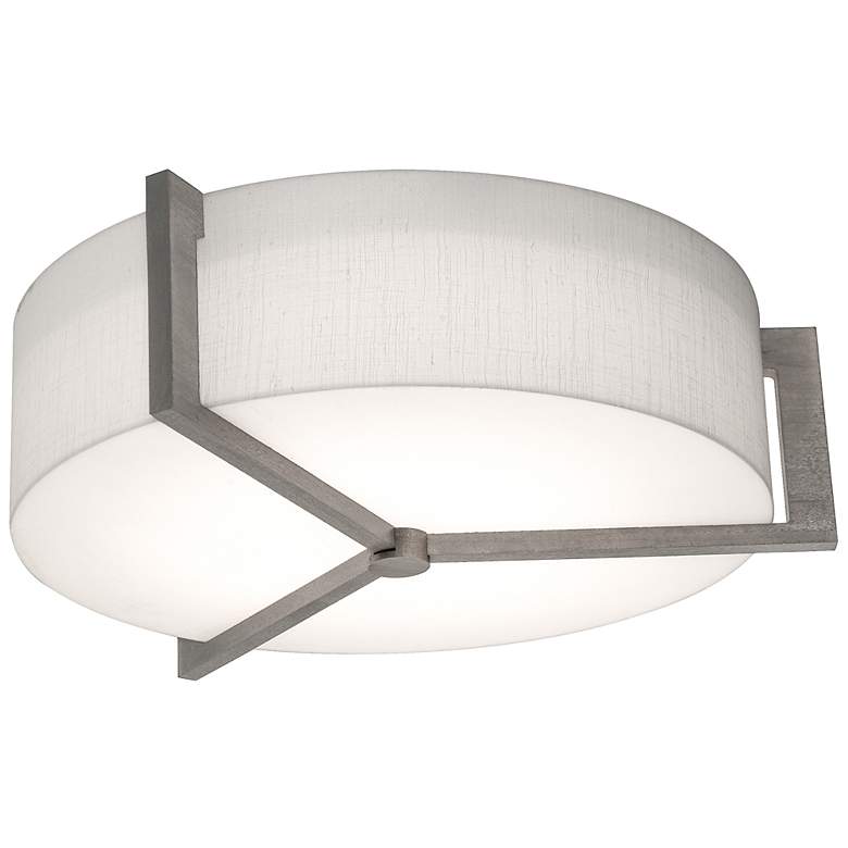 Image 1 Apex 14 1/4"W Linen White and Weathered Gray Ceiling Light