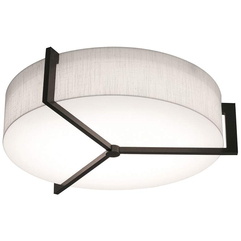 Image 1 Apex 15" Flush Mount - Espresso Finish - Linen White Shade