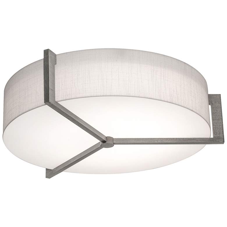 Image 1 Apex 15" Flush Mount - Weathered Grey Finish - Linen White Shade