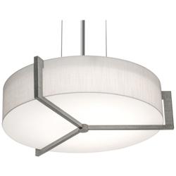 Apex 15&quot; Pendant - Weathered Grey Finish - Linen White Shade
