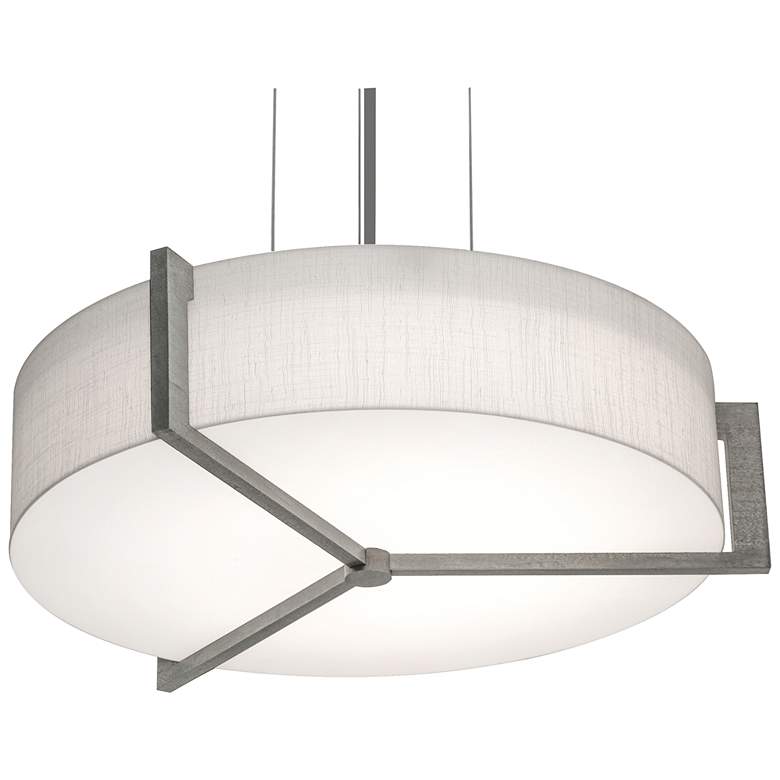 Image 1 Apex 15 inch Pendant - Weathered Grey Finish - Linen White Shade