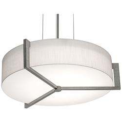 Apex 15" Pendant - Weathered Grey Finish - Linen White Shade