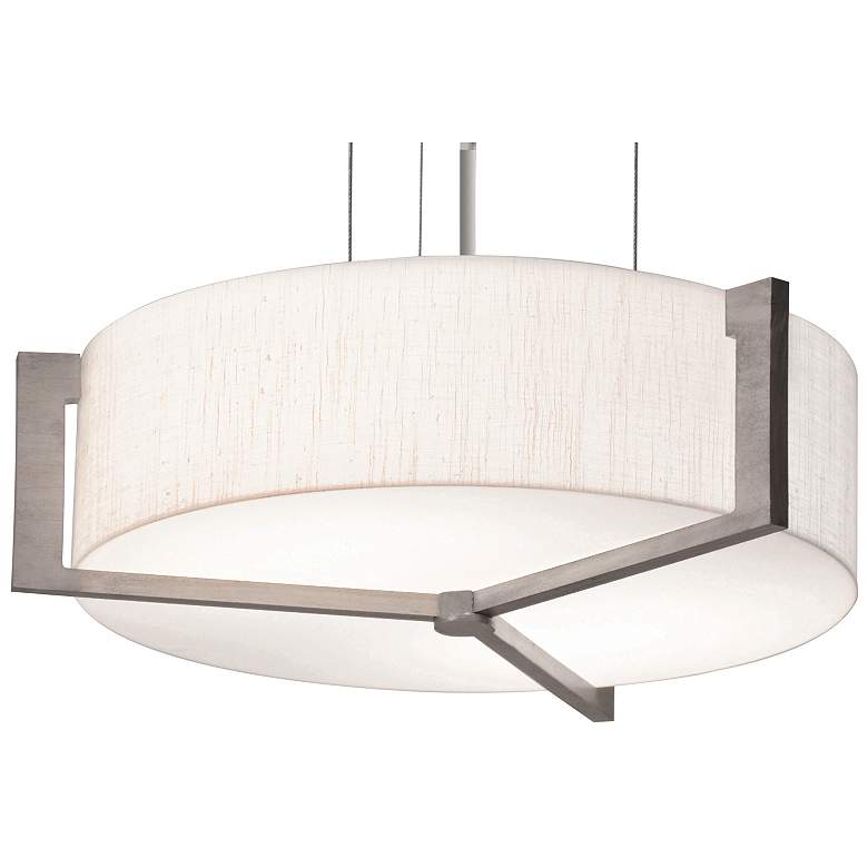 Image 1 Apex 17" LED Pendant - Weathered Grey Finish - Linen White Shade