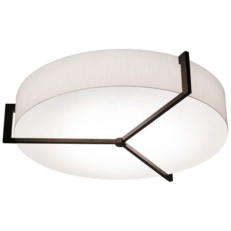Image 1 Apex 19" Flush Mount - Espresso Finish - Linen White Shade