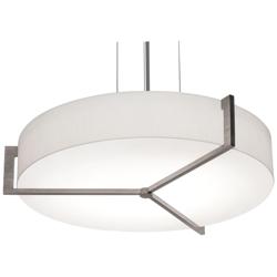 Apex 19&quot; Pendant - Weathered Grey Finish - Linen White Shade