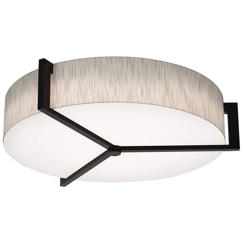 Image 1 Apex 27.15" Wide Espresso Flush Mount With Jute Shade