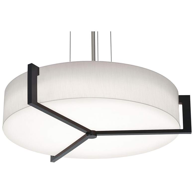 Image 1 Apex 27.15" Wide Espresso Pendant With Linen White Shade