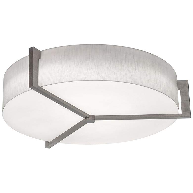 Image 1 Apex 27.15 inch Wide Weathered Grey Flush Mount With Linen White Shade