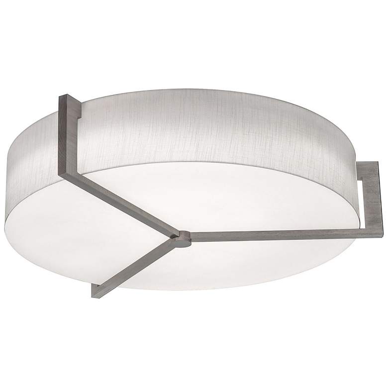 Image 1 Apex 27.15" Wide Weathered Grey LED Flush Mount With Linen White Shade
