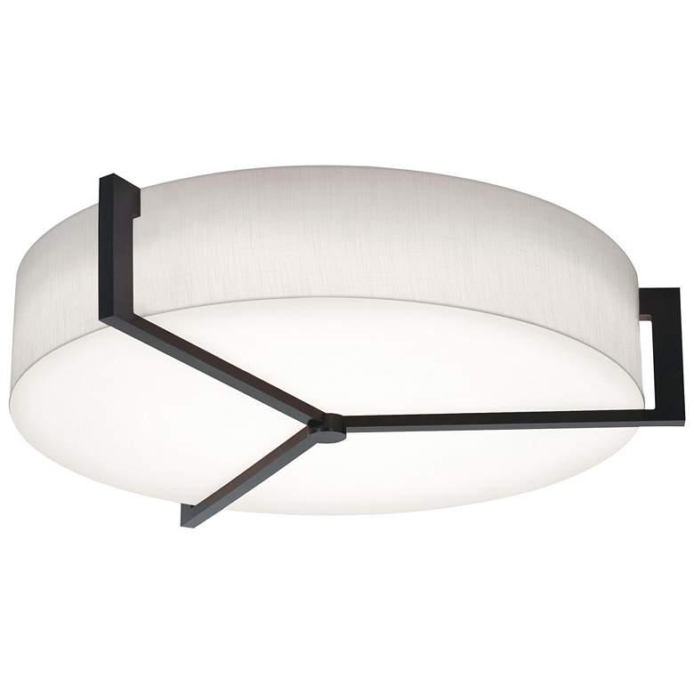 Image 1 Apex 33.33" Wide Espresso Flush Mount With Linen White Shade