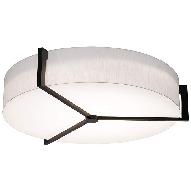 Image 1 Apex 33.33 inch Wide Espresso LED Flush Mount With Linen White Shade