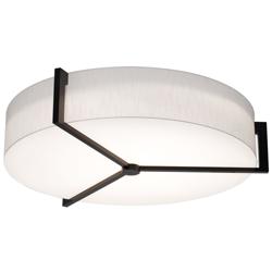 Apex 33.33&quot; Wide Espresso LED Flush Mount With Linen White Shade