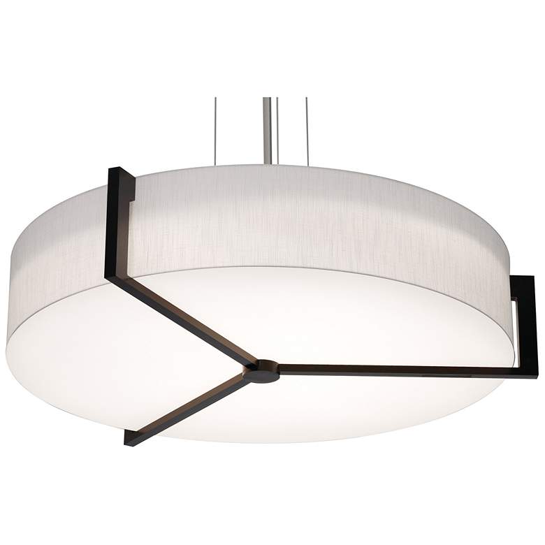 Image 1 Apex 33.33 inch Wide Espresso LED Pendant With Linen White Shade