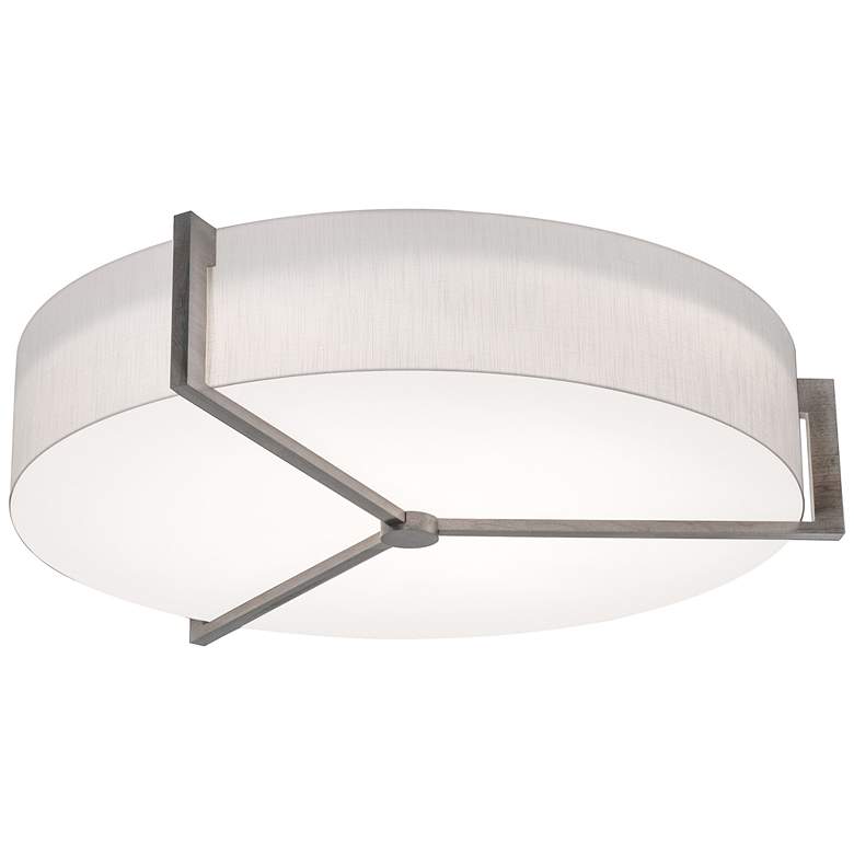 Image 1 Apex 33.33" Wide Weathered Grey Flush Mount With Linen White Shade