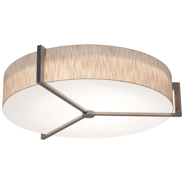Image 1 Apex 33 inch Wide Weathered Grey LED Flush Mount With Jute Shade