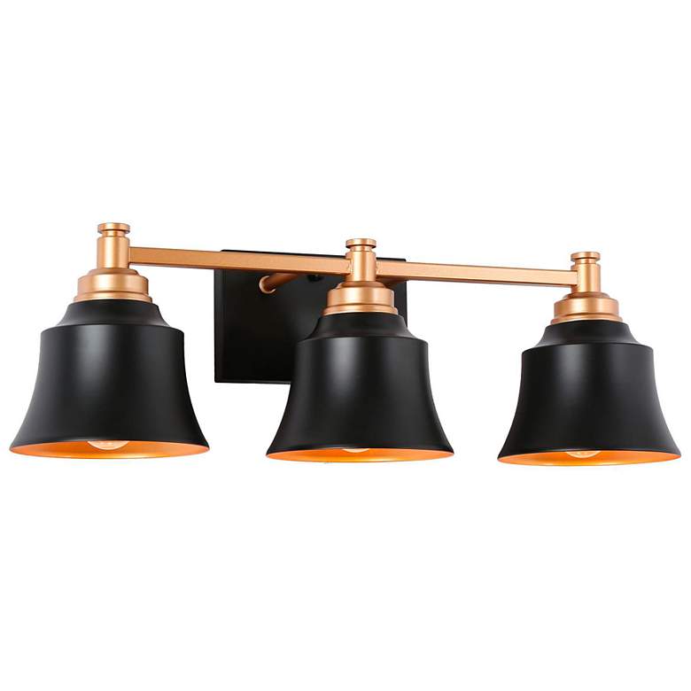 Image 2 Aphrocallistes 22 3/4"W Black and Gold 3-Light Bath Light