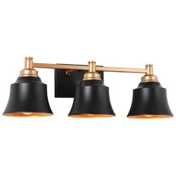 Aphrocallistes 22 3/4"W Black and Gold 3-Light Bath Light