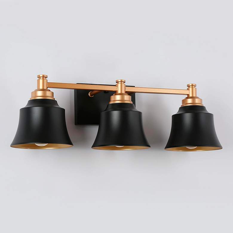 Image 1 Aphrocallistes 22 3/4"W Black and Gold 3-Light Bath Light