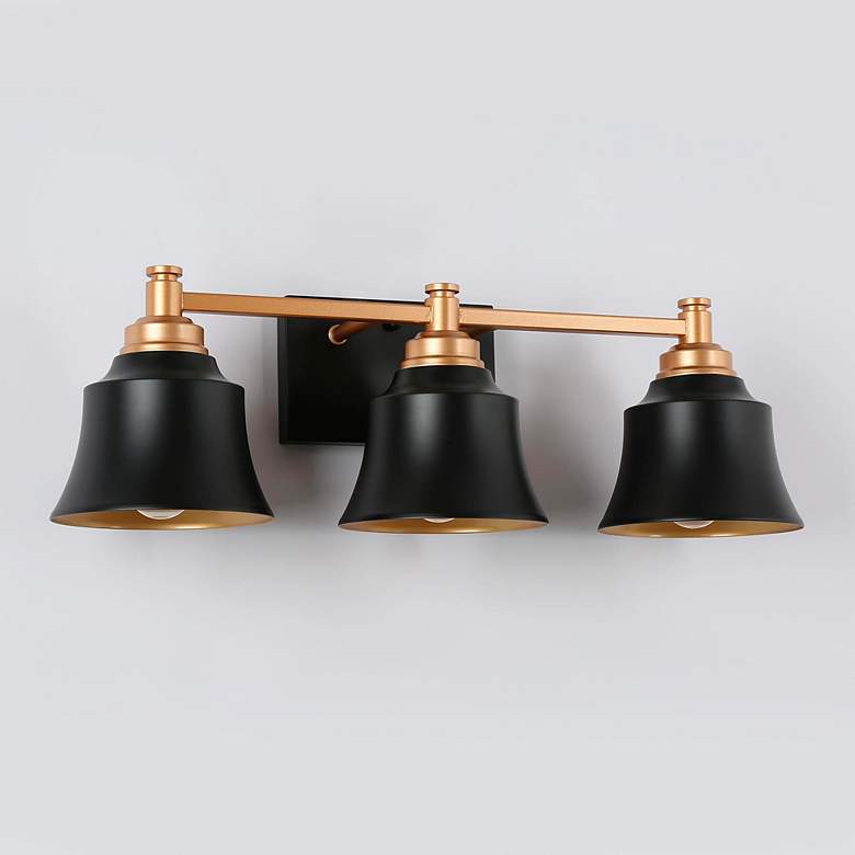 Image 3 Aphrocallistes 22 3/4"W Black and Gold 3-Light Bath Light more views