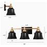 6_Aphrocallistes 22 3/4"W Black and Gold 3-Light Bath Light more views