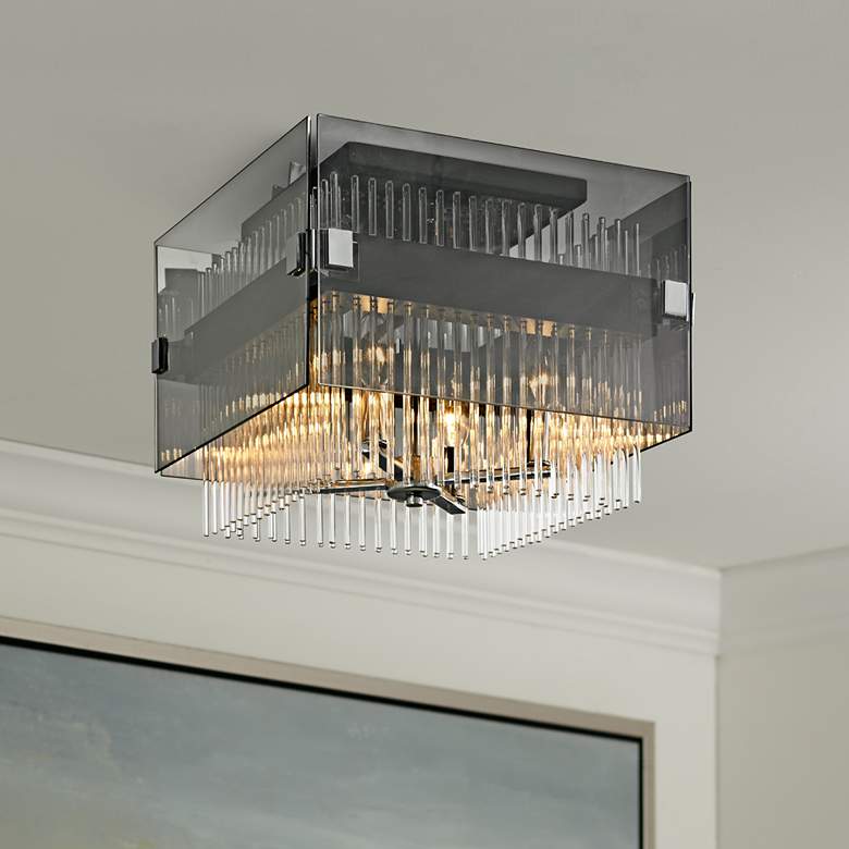 Image 1 Apollo 14 1/2" Wide Dark Bronze and Chrome Ceiling Light