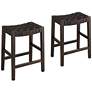 Thumbnail3 of Apollo 25 1/2" Brown Leather Counter Stools Set of 2