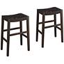 2_Apollo 30 1/2" Brown Leather Bar Stools Set of 2