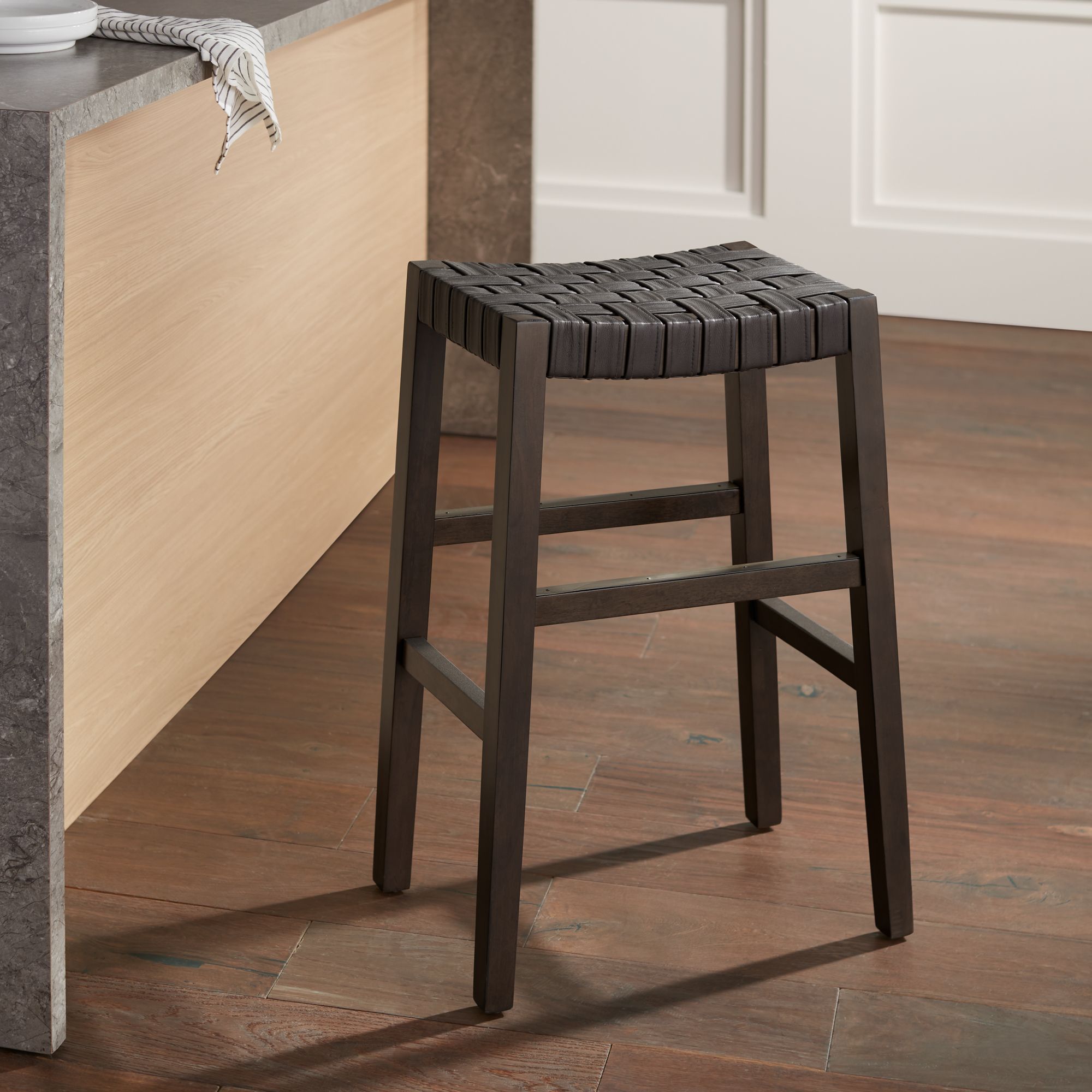 Apollo 30 1/2" Brown Leather Bar Stools Set of 2