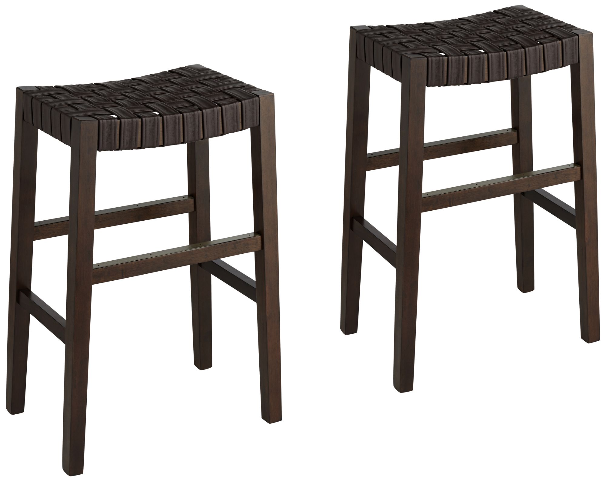 Image 2 Apollo 30 1/2" Brown Leather Bar Stools Set of 2