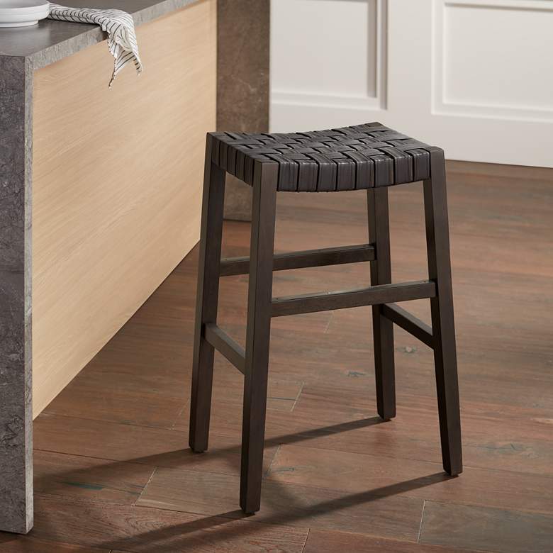 Image 2 Apollo 30 1/2" High Brown Leather Barstool