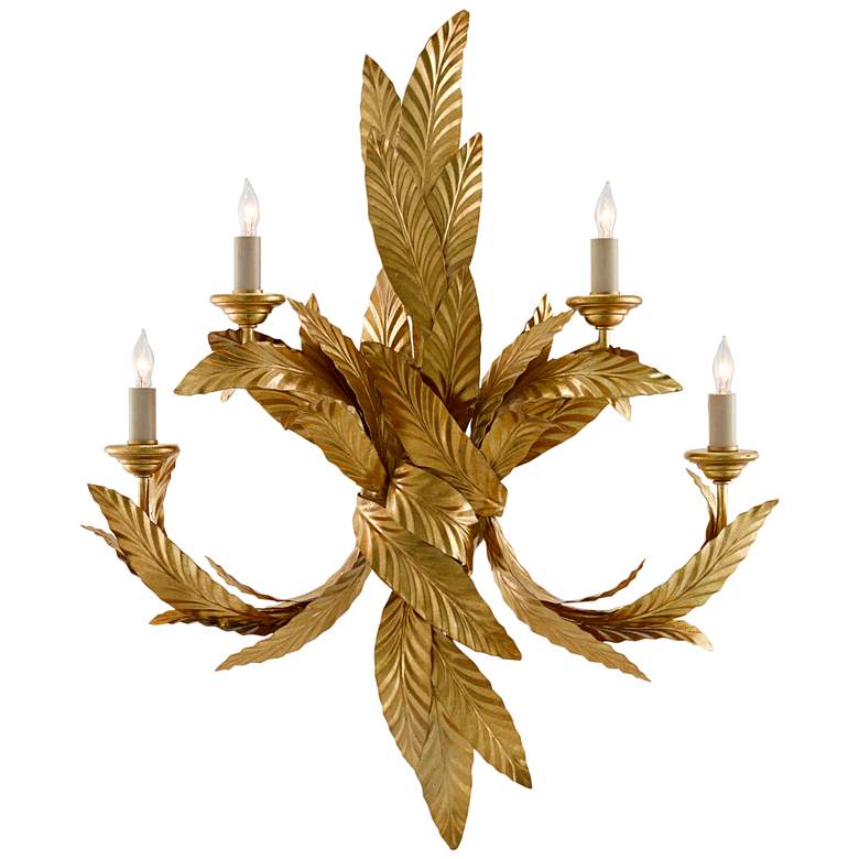 Image 1 Apollo 31 inch High Contemporary Gold Leaf 4-Light Wall Sconce