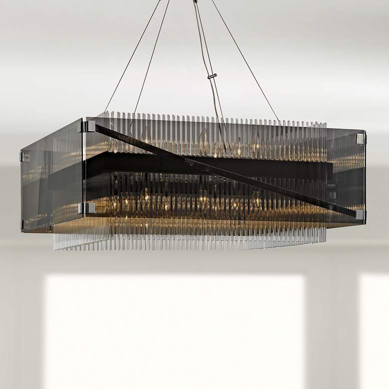 Image 1 Apollo 34 1/2"W Dark Bronze and Polished Chrome Chandelier