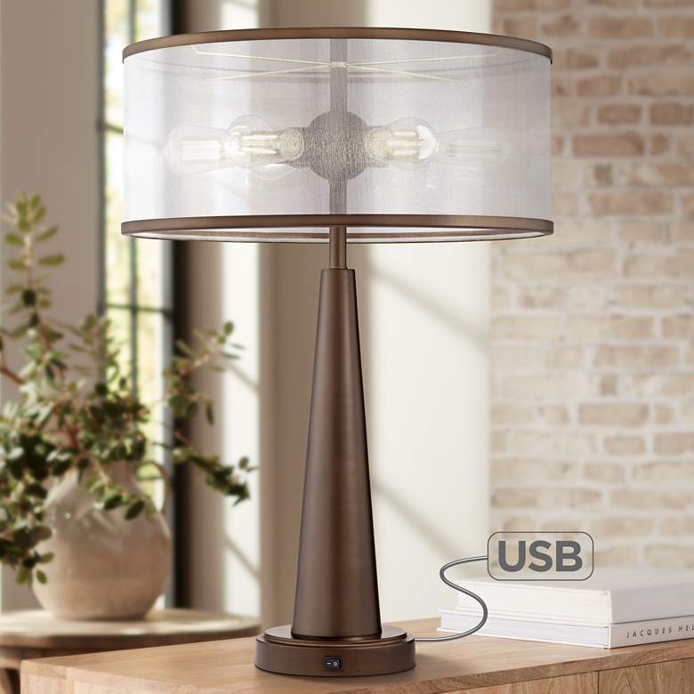 Image 1 Apollo Industrial Modern USB Table Lamp