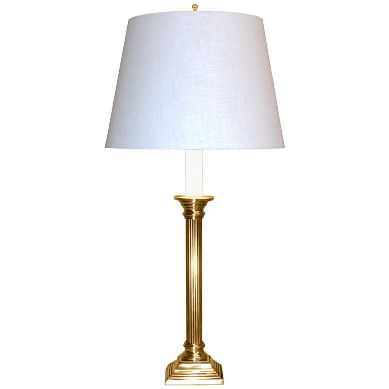 Image 1 Apollo Polished Brass Tall Table Lamp with Off-White Shade