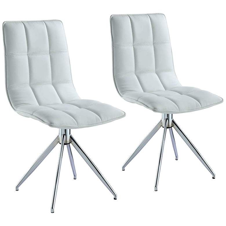 Image 1 Apollo White Faux Leather Swivel Dining Chair Set of 2