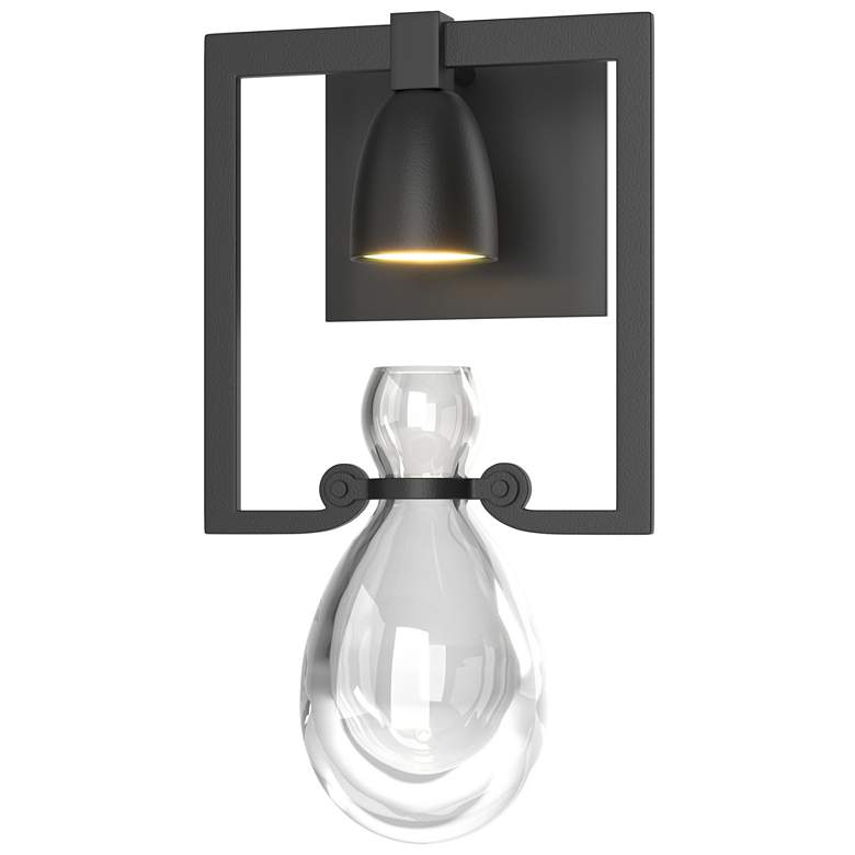 Image 1 Apothecary 14.1 inch High Black Sconce With Clear Glass Shade