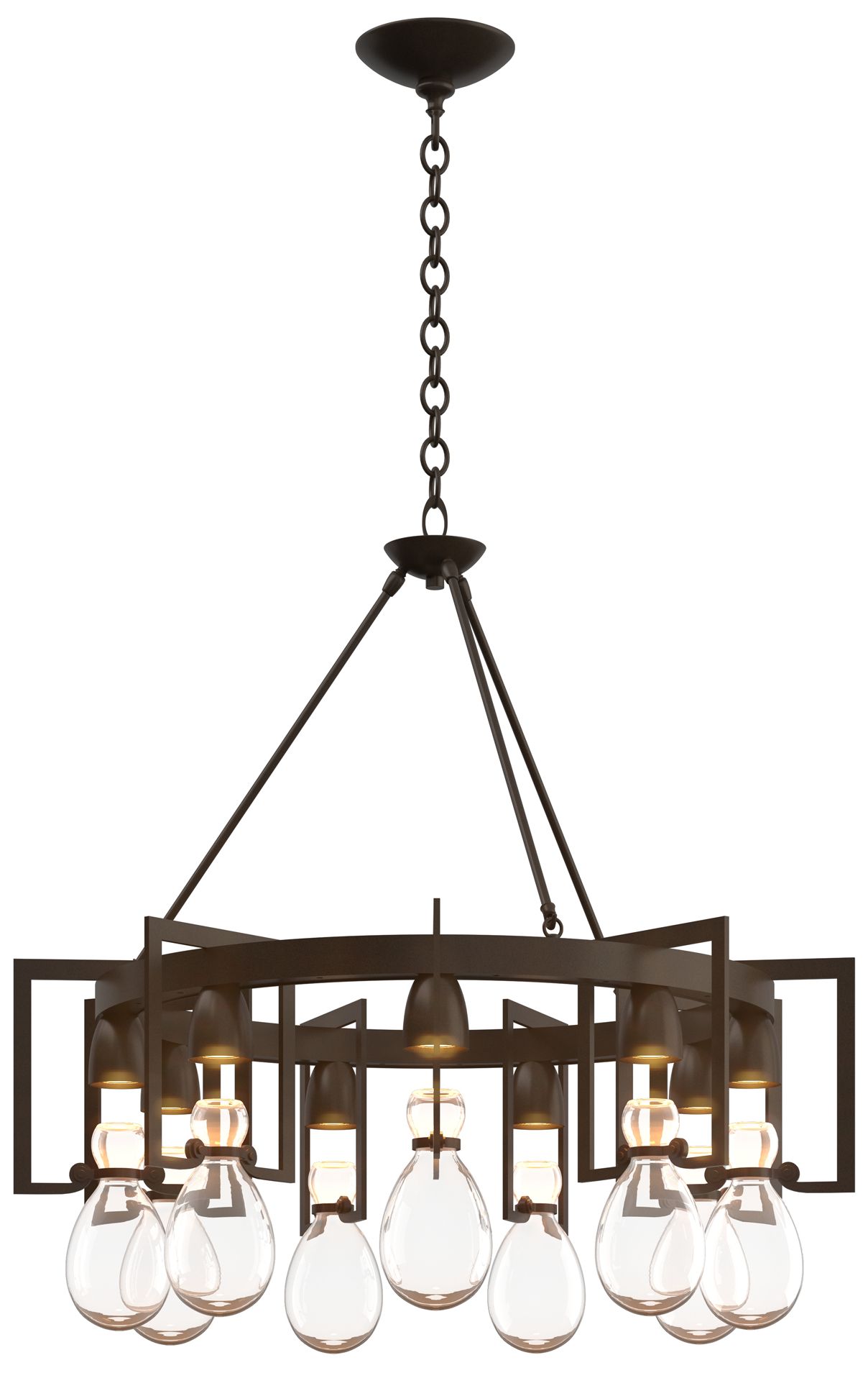 Apothecary Bronze Circular Chandelier With Clear Glass - Made to Order