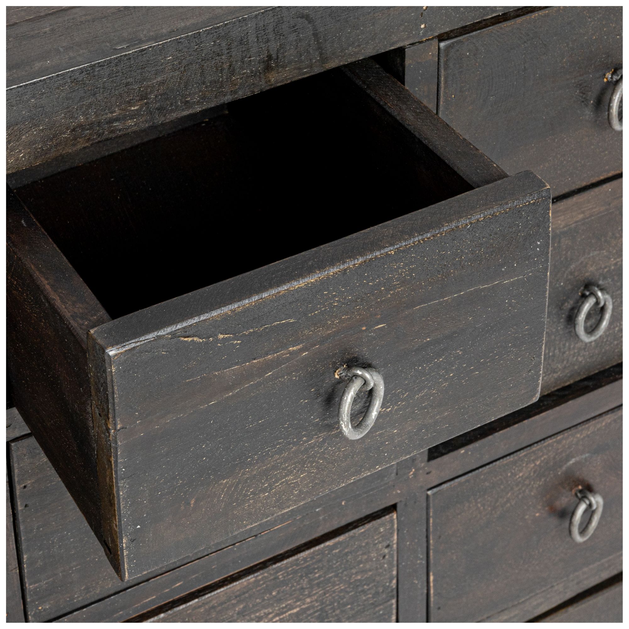 Apothecary Cabinet with 15 Drawers, Black
