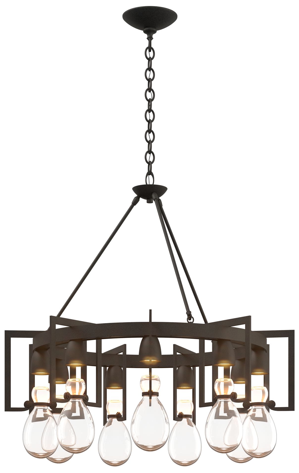 Apothecary Natural Iron Circular Chandelier With Clear Glass Made to Order