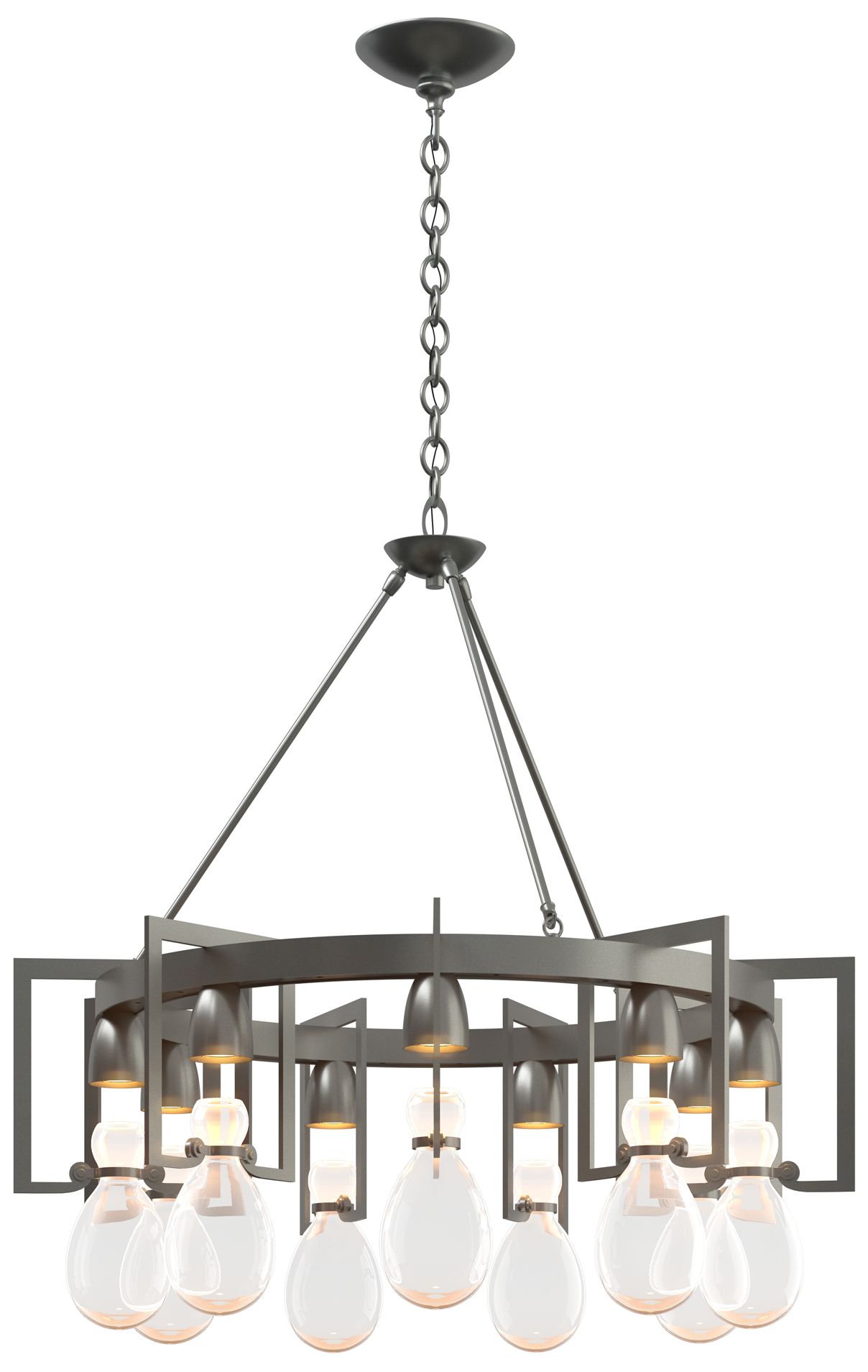 Apothecary Vintage Platinum Circular Chandelier w/Clear Glass Made to Order
