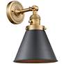 1_Appalachian 13" High Brushed Brass and Black Wall Sconce