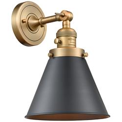 Appalachian 13" High Brushed Brass and Black Wall Sconce