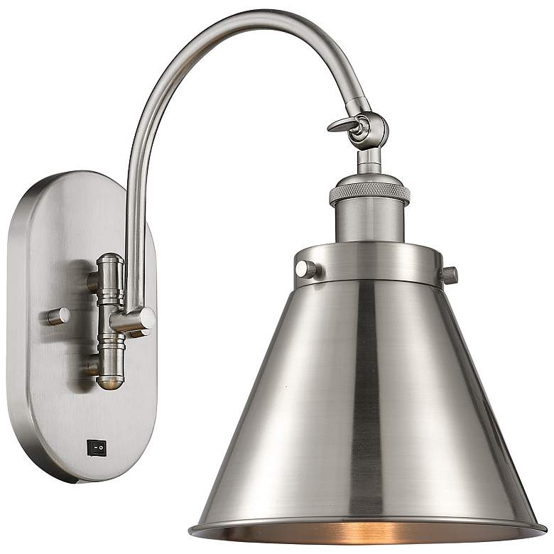 Image 1 Appalachian 13" High Brushed Satin Nickel Metal Wall Sconce