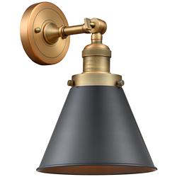 Appalachian 13"H Brushed Brass Wall Sconce with Black Shade