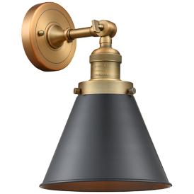 Appalachian 13"H Brushed Brass Wall Sconce with Black Shade Appalachian 13"H Brushed Brass Wall Sconce with Black Shade