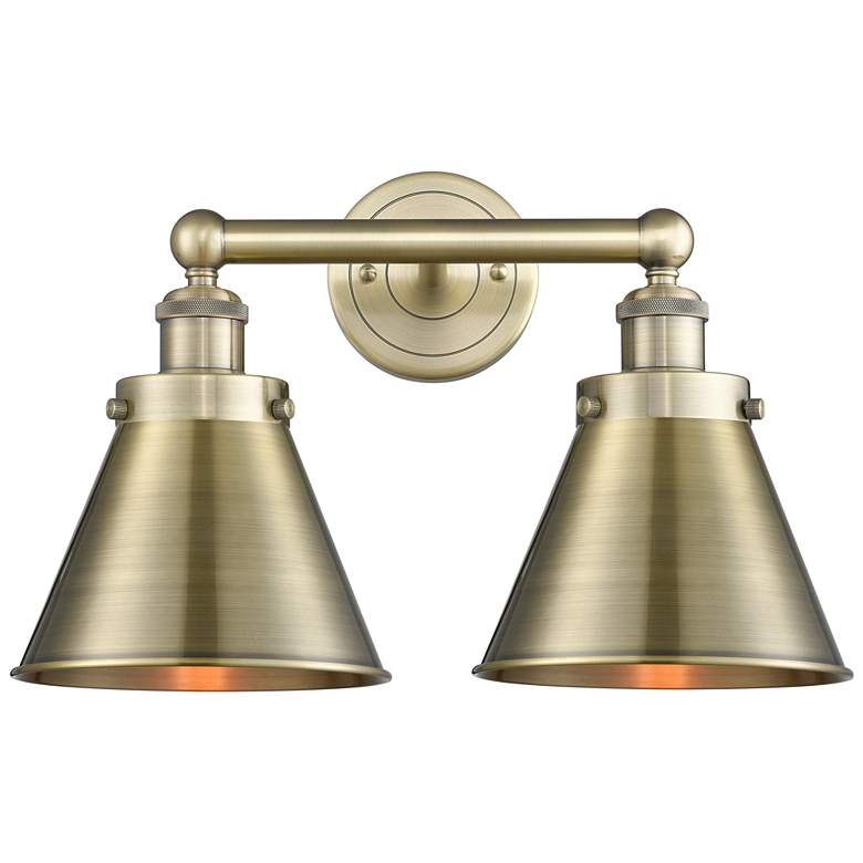 Image 1 Appalachian 17"W 2 Light Antique Brass Bath Light w/ Antique Brass Sha