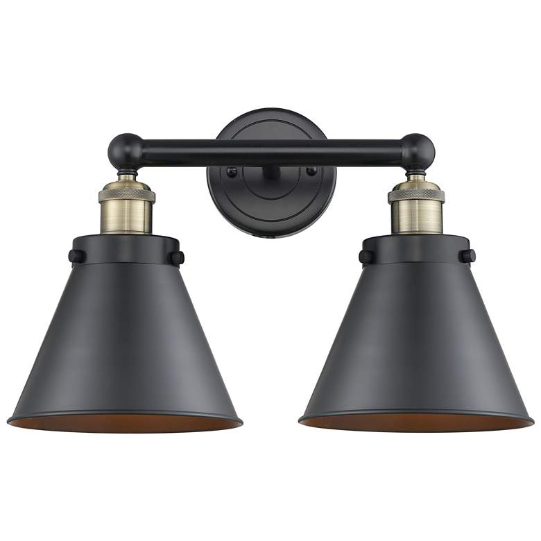 Image 1 Appalachian 17"W 2 Light Black Brass Bath Vanity Light w/ Matte Black