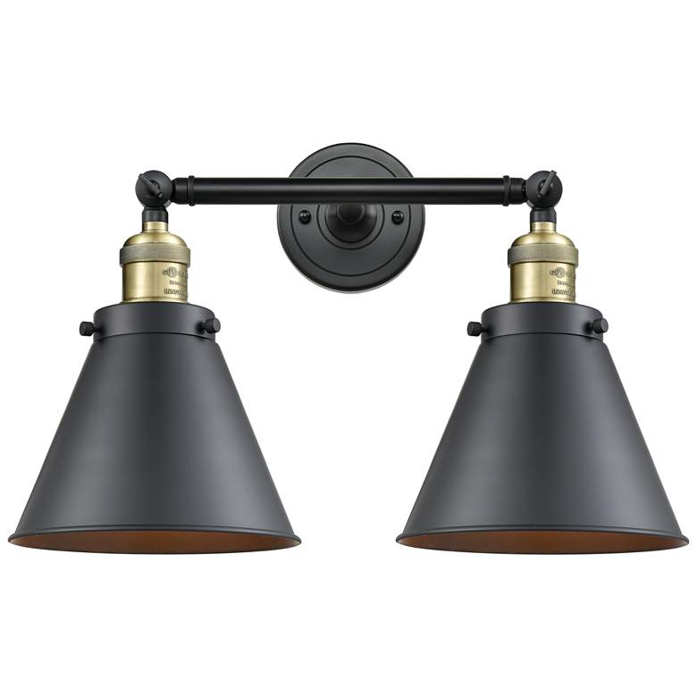 Image 1 Appalachian 18" 2-Light Black Antique Brass Bath Light w/ Matte Black