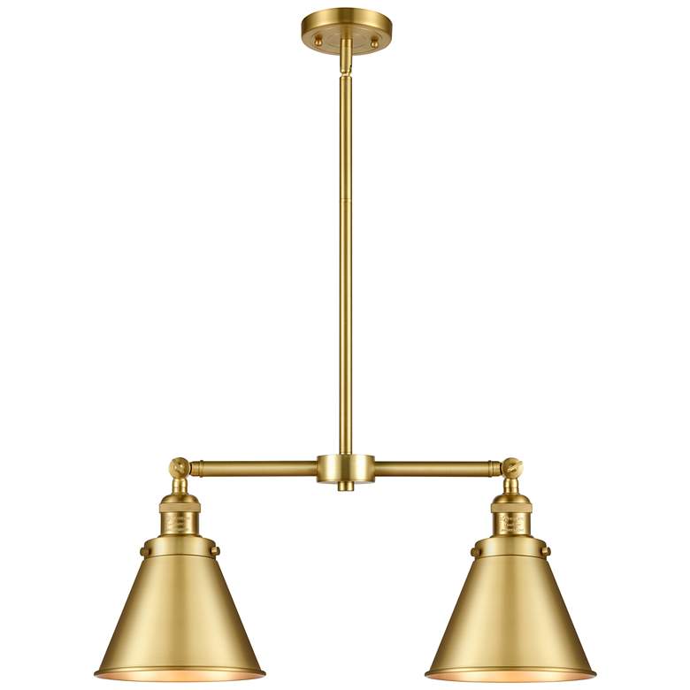 Image 1 Appalachian 23" 2-Light Satin Gold Island Light w/ Satin Gold Shade